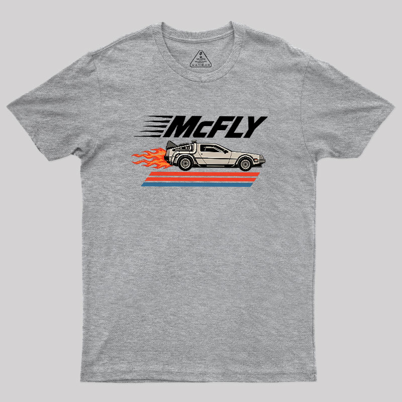McFly Flaming DeLorean Time Machine Geek T-Shirt