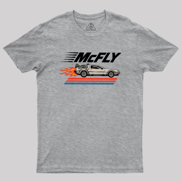 McFly Flaming DeLorean Time Machine Geek T-Shirt