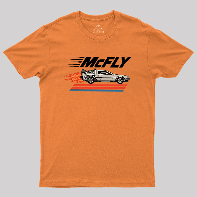 McFly Flaming DeLorean Time Machine Geek T-Shirt