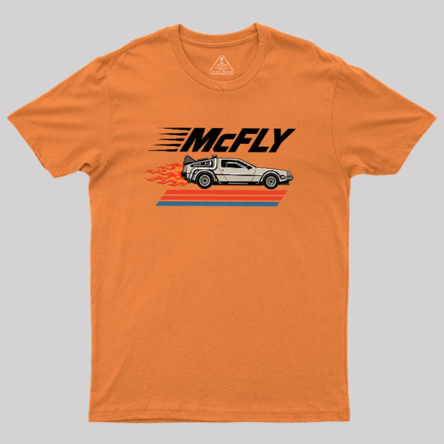 McFly Flaming DeLorean Time Machine Geek T-Shirt