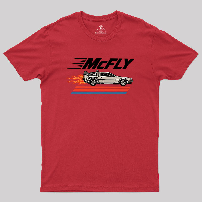 McFly Flaming DeLorean Time Machine Geek T-Shirt