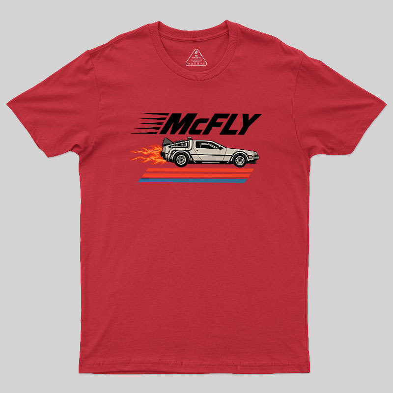 McFly Flaming DeLorean Time Machine Geek T-Shirt