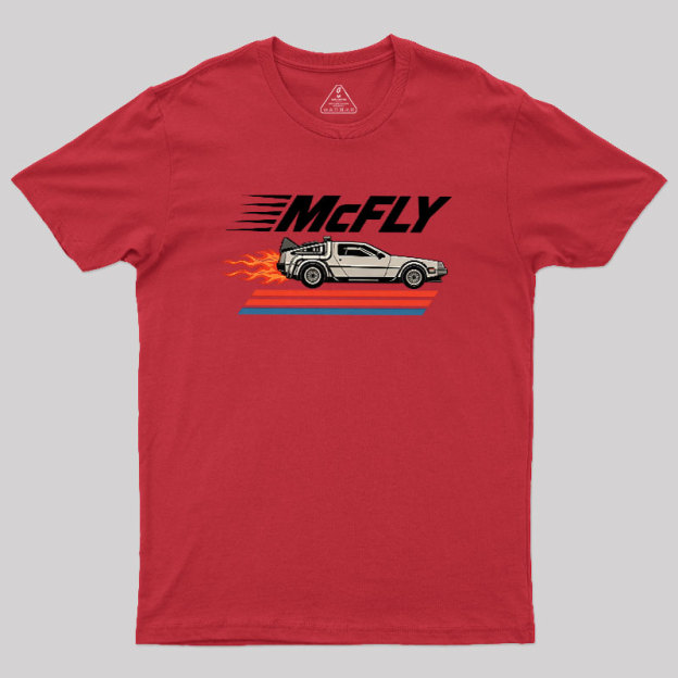 McFly Flaming DeLorean Time Machine Geek T-Shirt