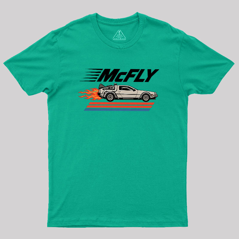 McFly Flaming DeLorean Time Machine Geek T-Shirt