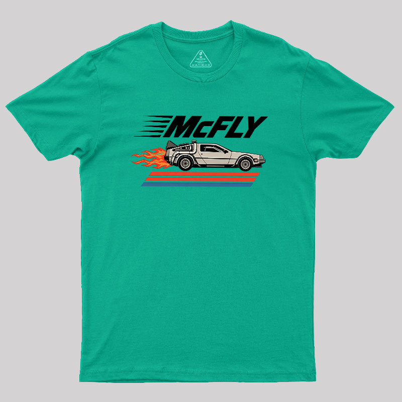 McFly Flaming DeLorean Time Machine Geek T-Shirt
