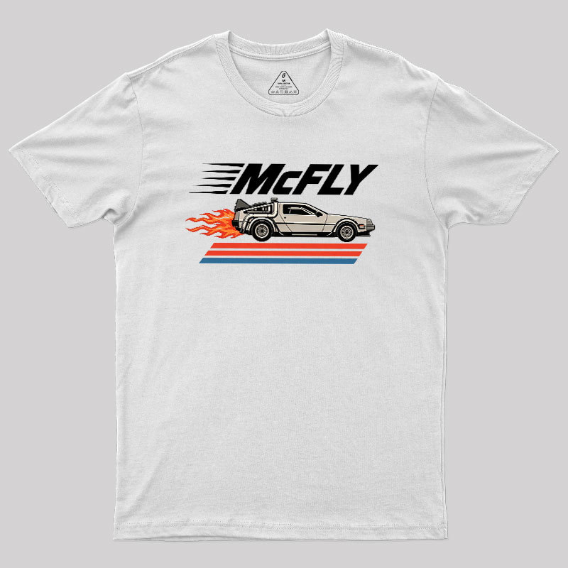 McFly Flaming DeLorean Time Machine Geek T-Shirt