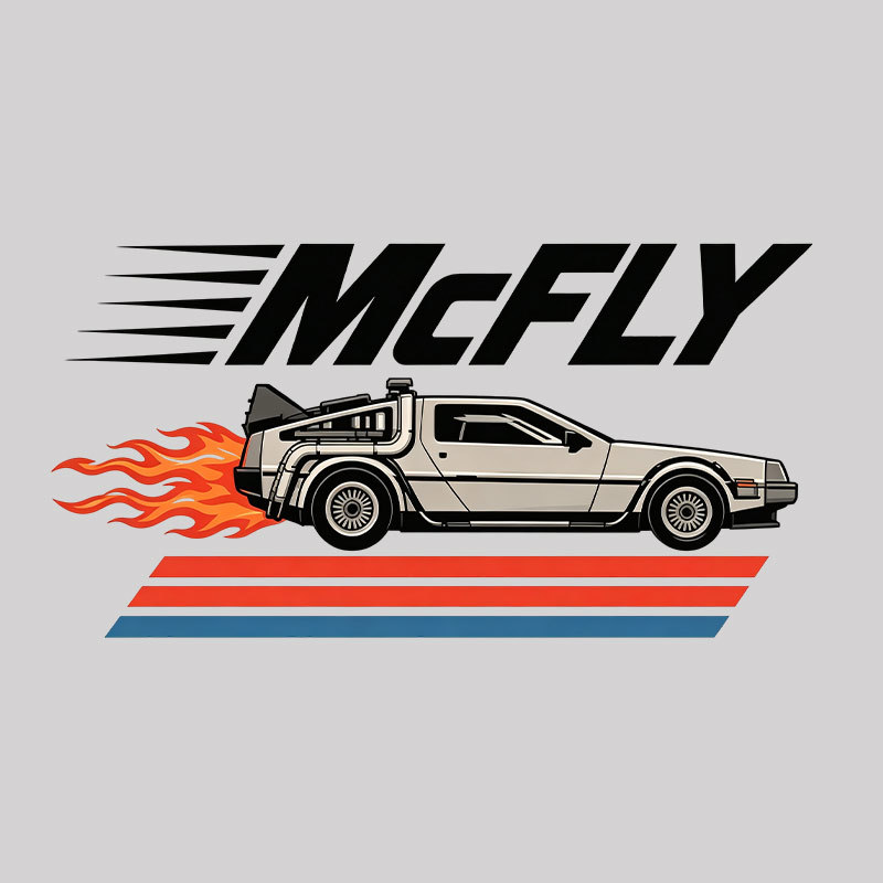 McFly Flaming DeLorean Time Machine Geek T-Shirt