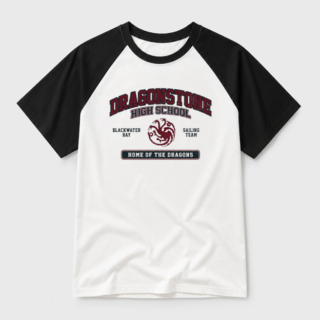 Dragonstone High School Geek Retro Raglan T-Shirt