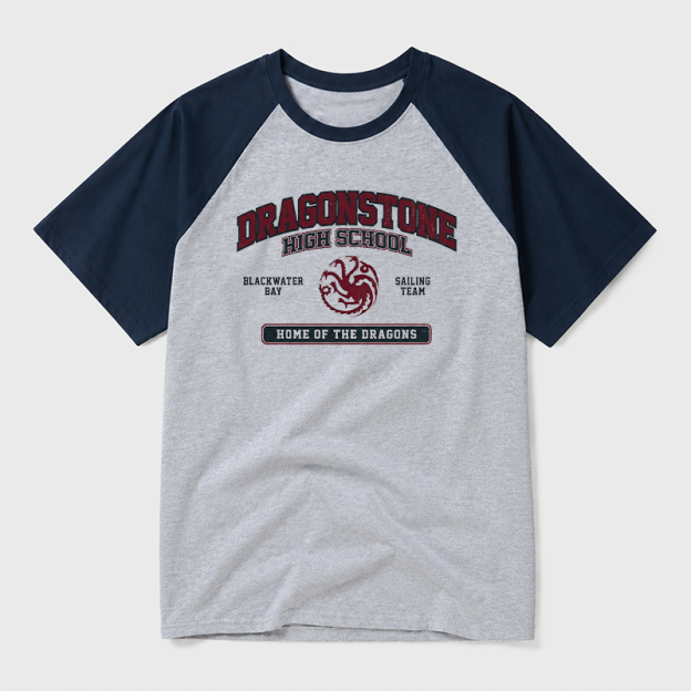 Dragonstone High School Geek Retro Raglan T-Shirt