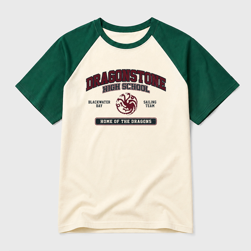 Dragonstone High School Geek Retro Raglan T-Shirt
