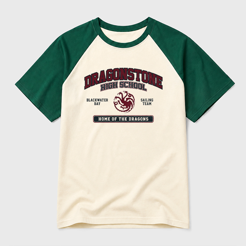 Dragonstone High School Geek Retro Raglan T-Shirt