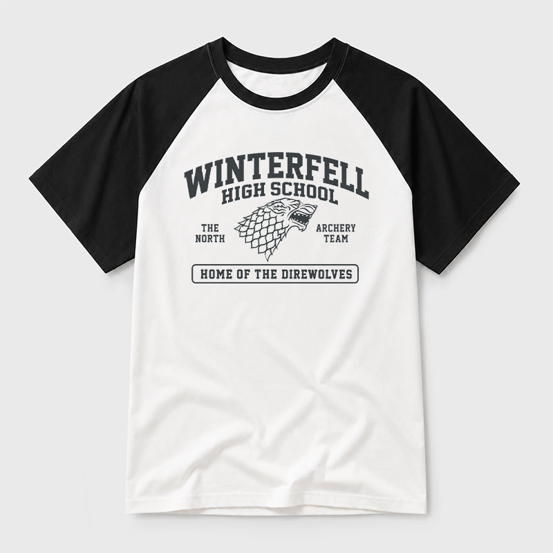 Winterfell High School Geek Retro Raglan T-Shirt