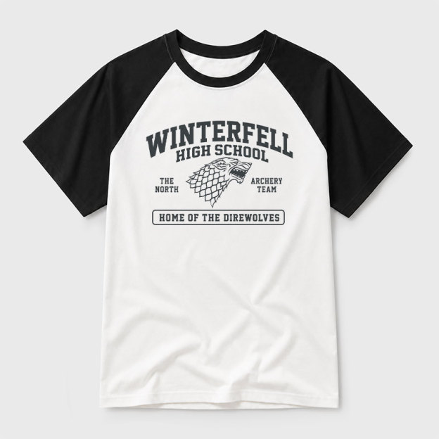 Winterfell High School Geek Retro Raglan T-Shirt