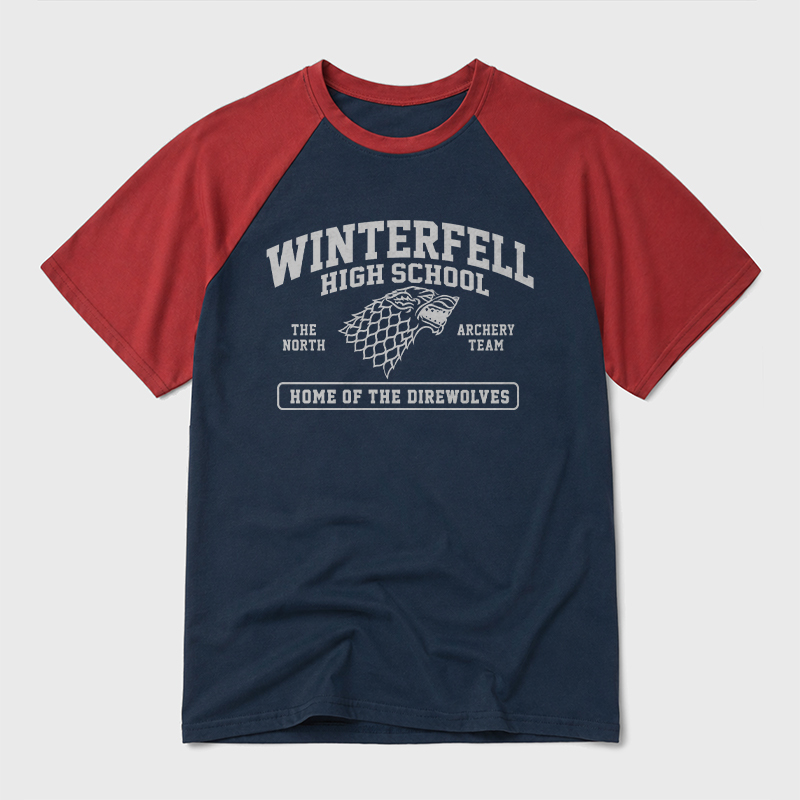 Winterfell High School Geek Retro Raglan T-Shirt