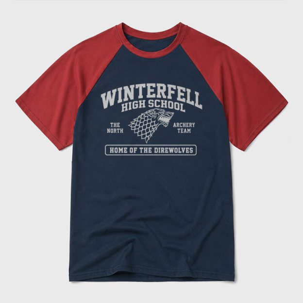 Winterfell High School Geek Retro Raglan T-Shirt