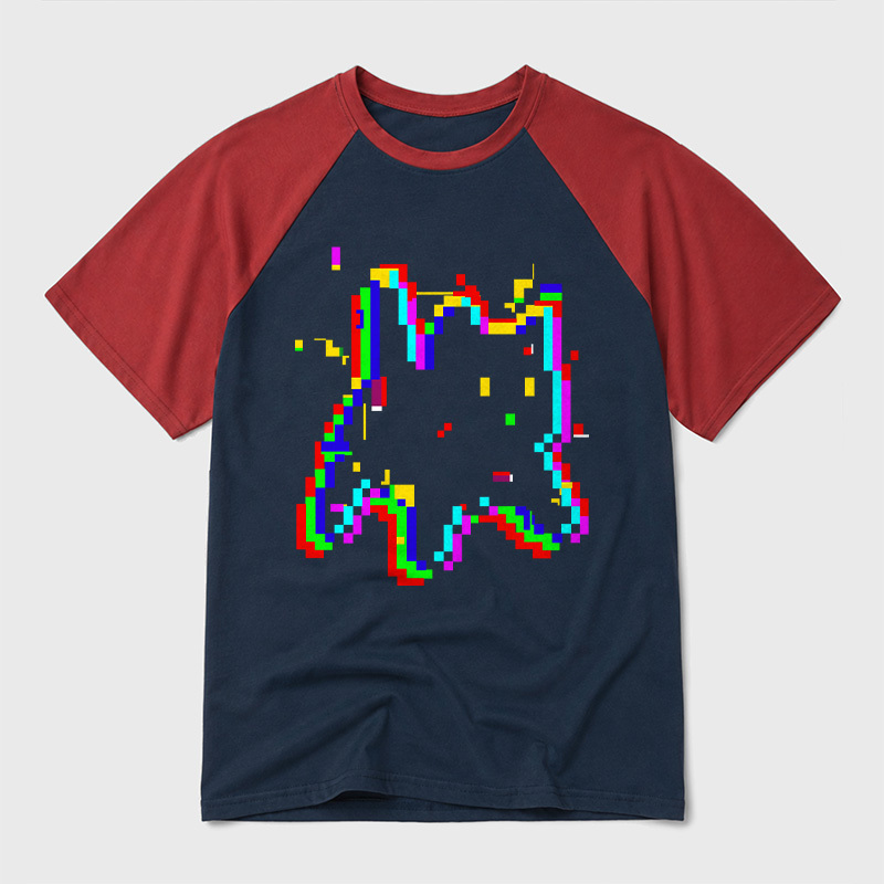8 Glitch Geek Retro Raglan T-Shirt