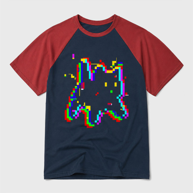 8 Glitch Geek Retro Raglan T-Shirt