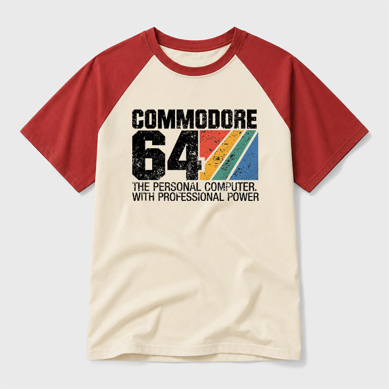 Commodore 64 Retro Geek Retro Raglan T-Shirt