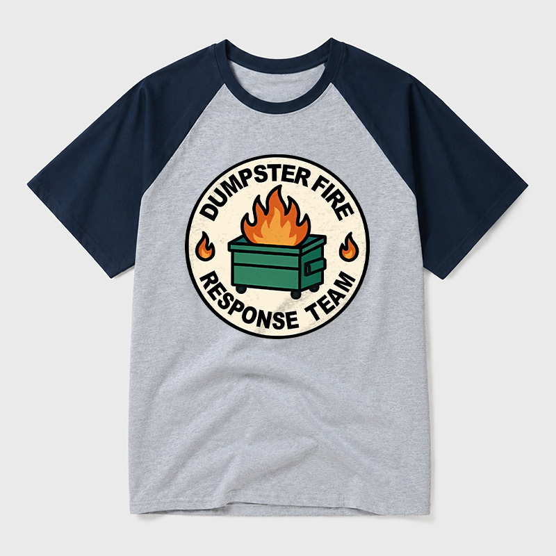 Dumpster Fire Response Team Geek Retro Raglan T-Shirt
