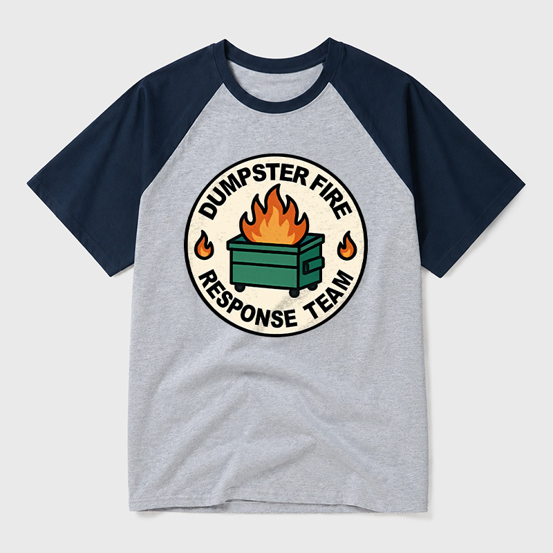 Dumpster Fire Response Team Geek Retro Raglan T-Shirt