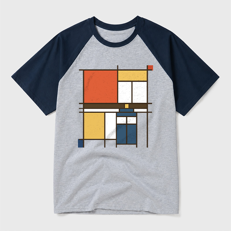 Mondrian Who Geek Retro Raglan T-Shirt
