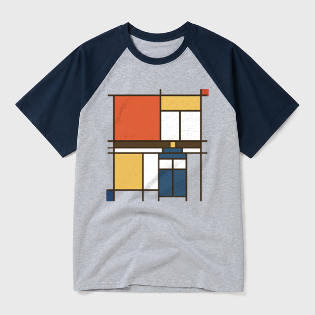 Mondrian Who Geek Retro Raglan T-Shirt