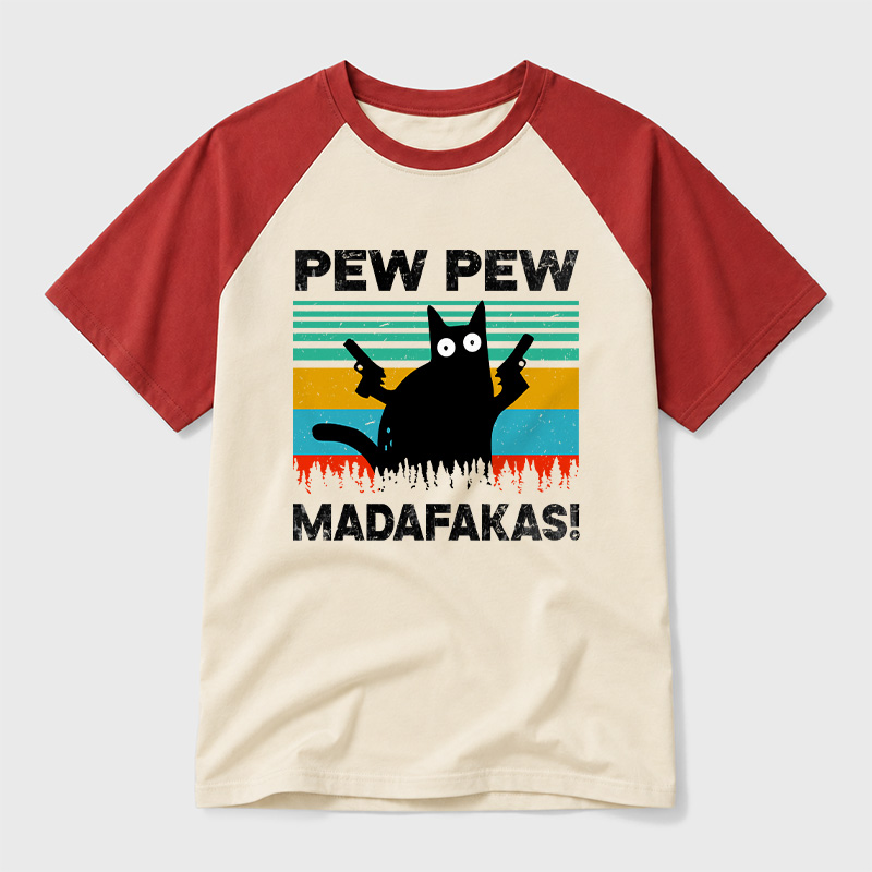 Pew Pew Madafakas Geek Retro Raglan T-Shirt