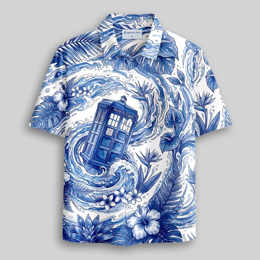 Blue Tides of Time Button Up Pocket Shirt
