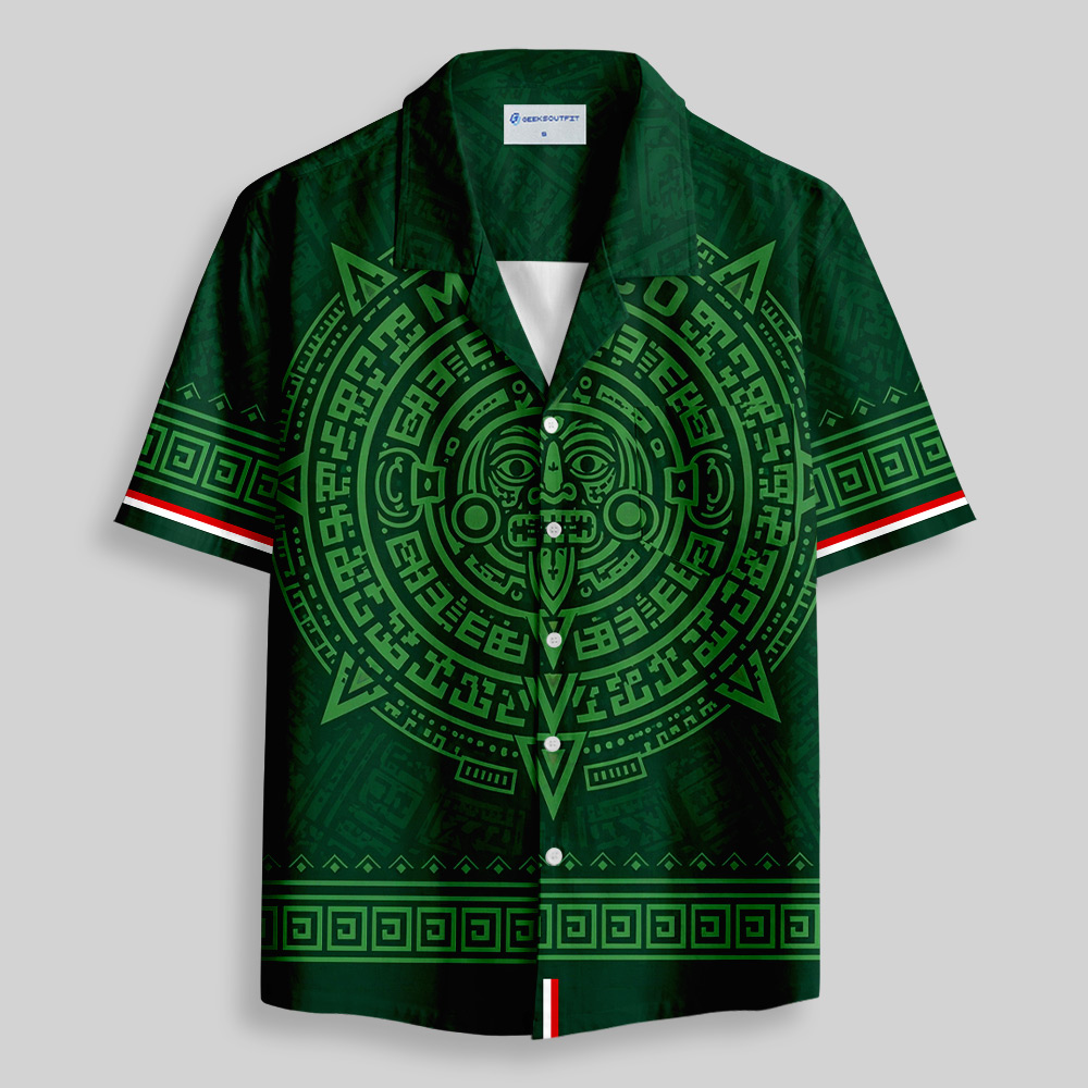 Aztec Totem Printed Casual Button Up Pocket Shirt