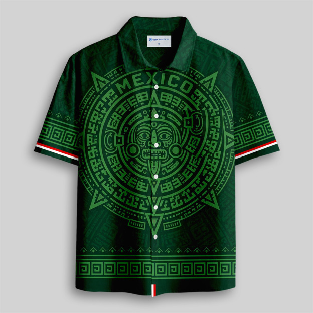 Aztec Totem Printed Casual Button Up Pocket Shirt