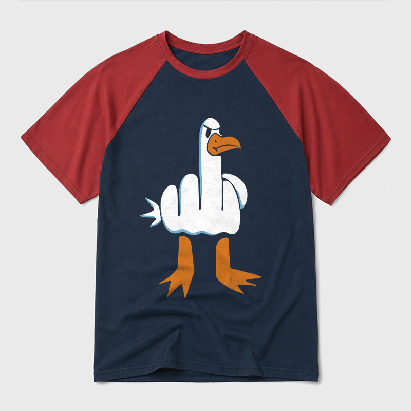 Rude Seagull Design Funny Geek Retro Raglan T-Shirt