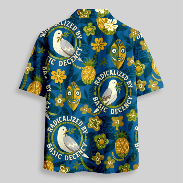 Radicalized by basic decency Tropical Dove Hawaiian Button Up Pocket Shirt