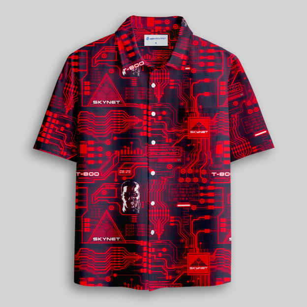 Skynet Circuit Board Button Up Pocket Shirt