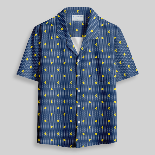 Retro Arcade Pixel Gamer Button Up Pocket Shirt