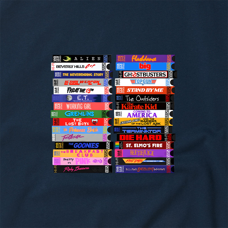 Retro 80s Movies VHS Stacks Geek Retro Raglan T-Shirt