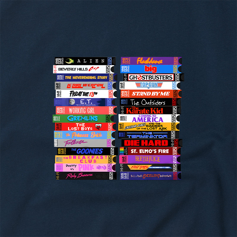 Retro 80s Movies VHS Stacks Geek Retro Raglan T-Shirt