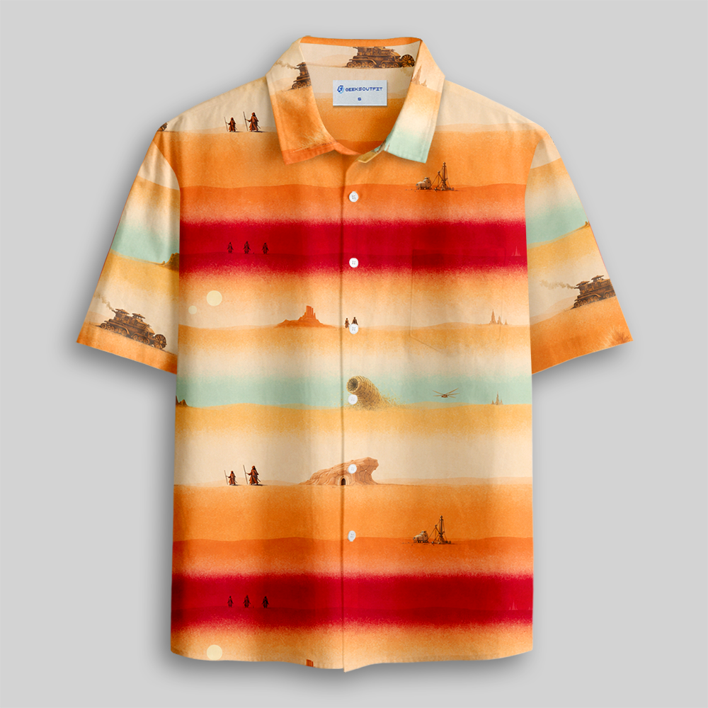 Twin Sunset Alien Desert Button Up Pocket Shirt