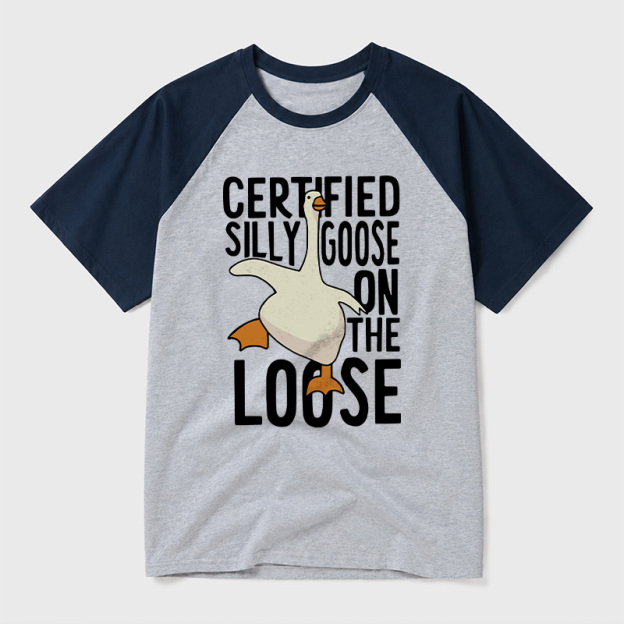 Certified Silly Goose On The Loose Geek Retro Raglan T-Shirt