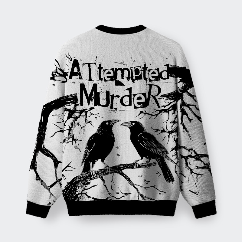 Attempted Murder White Fuzzy Fleece Sweatshirt