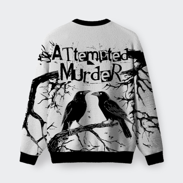 Attempted Murder White Fuzzy Fleece Sweatshirt