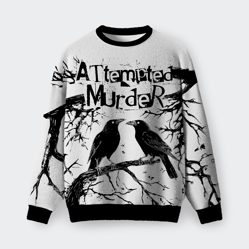 Attempted Murder White Fuzzy Fleece Sweatshirt