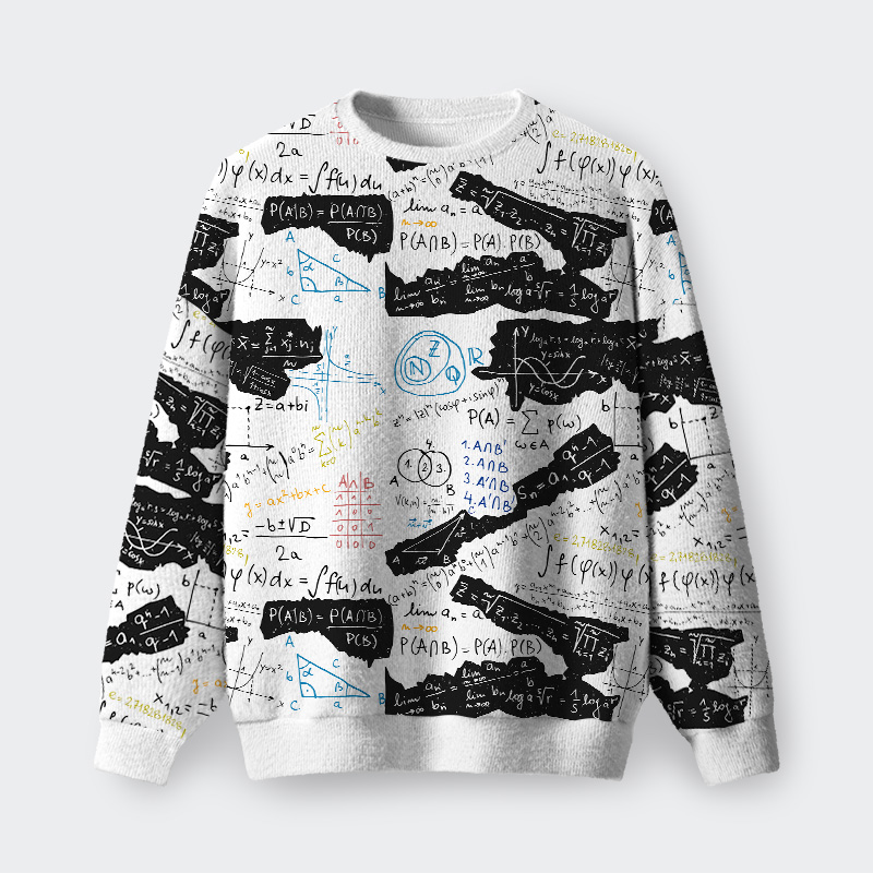 Mathematical Black and White Matching Fuzzy Fleece Sweatshirt