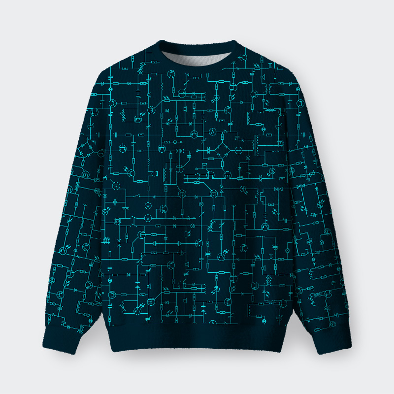 Electronic Components Arrow Dark Blue Fuzzy Fleece Sweatshirt