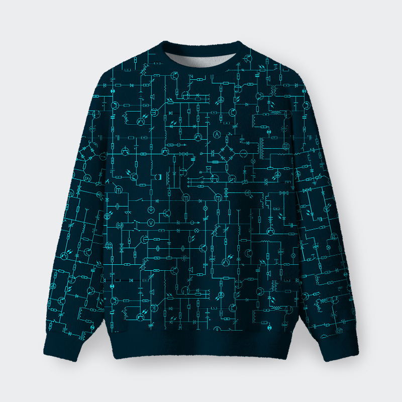 Geeksoutfit Electronic Components Arrow Dark Blue Fuzzy Fleece Sweatshirt for Sale