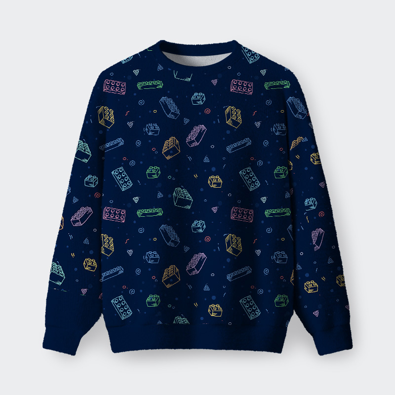 Geeksoutfit Building Blocks Fuzzy Fleece Sweatshirt for Sale