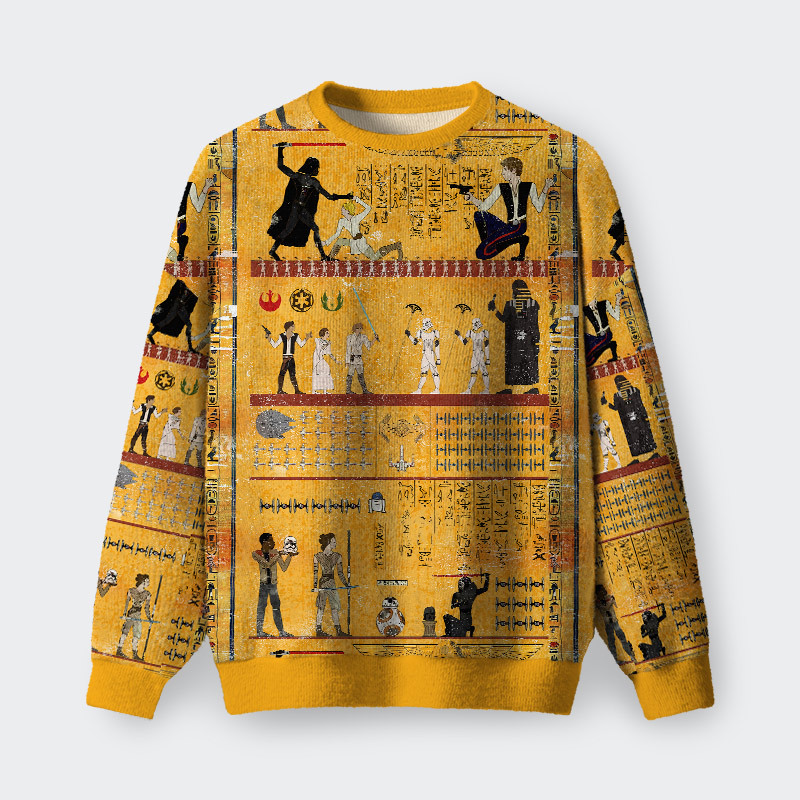 Geeksoutfit Dark Warrior Ancient Egypt Mural Fuzzy Fleece Sweatshirt for Sale