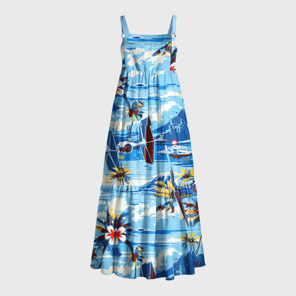 Hawaii Beach TIE Fighter Geek Tiered Cami Maxi Dress