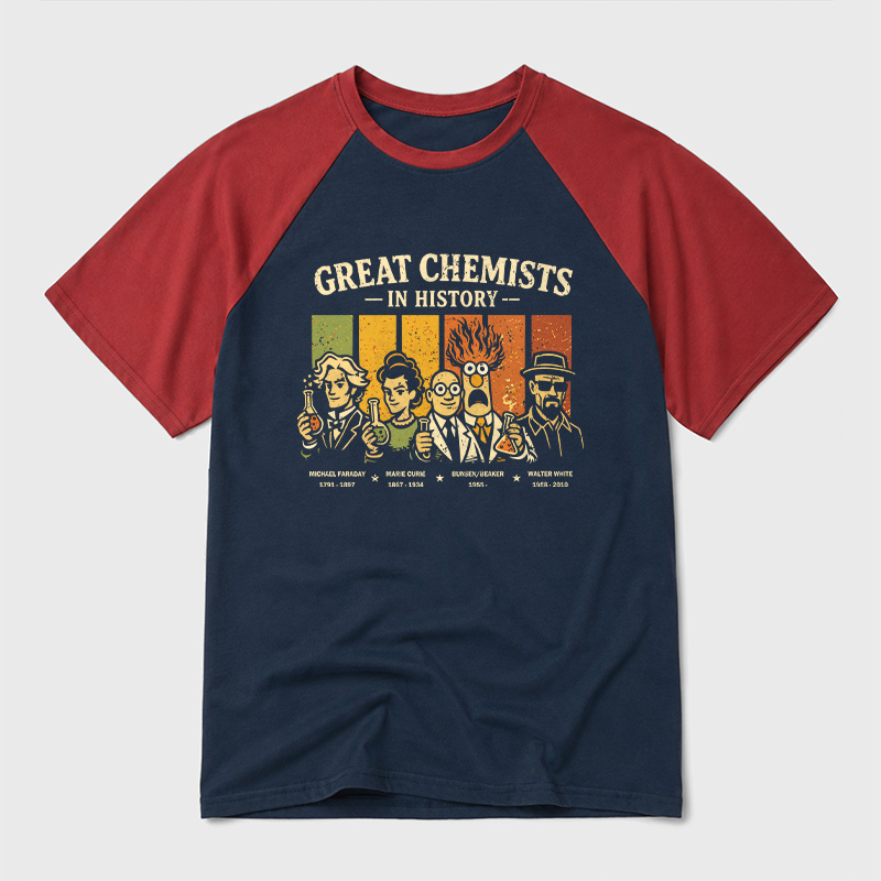 Great Chemists In History Geek Retro Raglan T-Shirt
