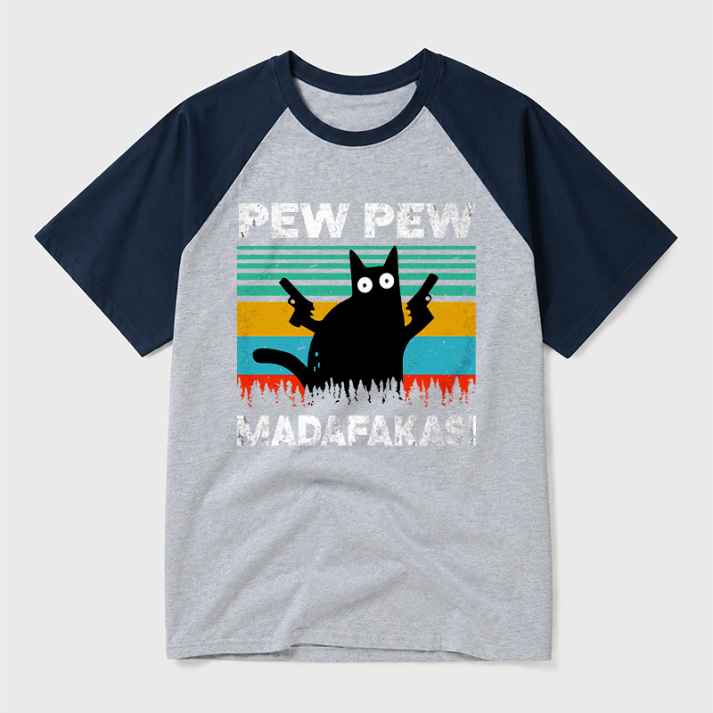 Pew Pew Madafakas Geek Retro Raglan T-Shirt