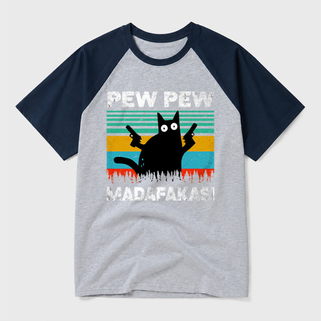 Pew Pew Madafakas Geek Retro Raglan T-Shirt